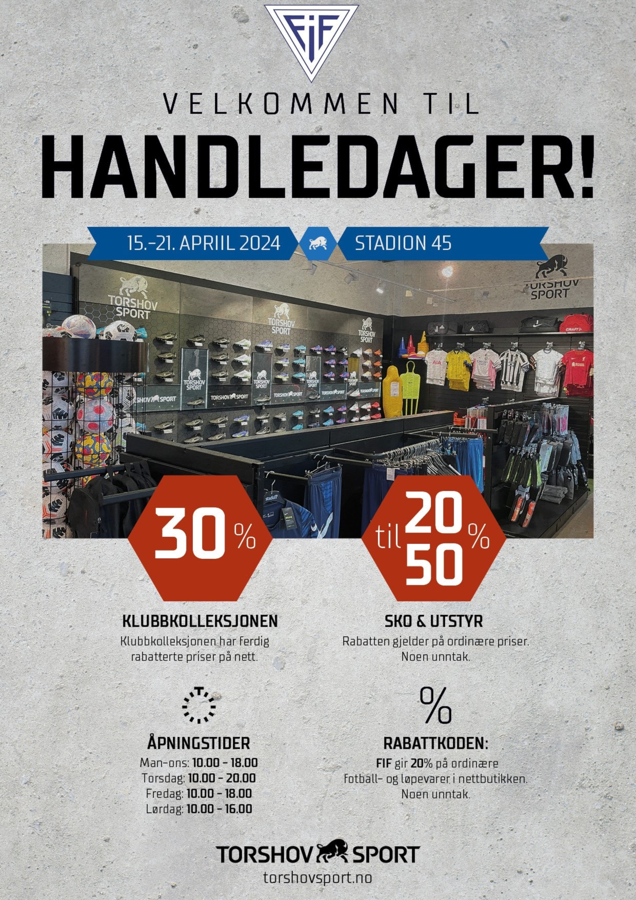 Handleuke hos Torshov Sport fra 15. til 21.april.